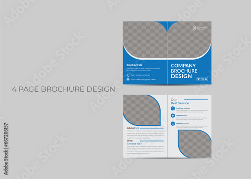 business bifold brochure or magazine cover design vector template