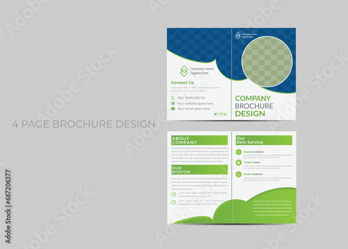 business bifold brochure or magazine cover design vector template