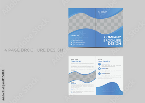 business bifold brochure or magazine cover design vector template