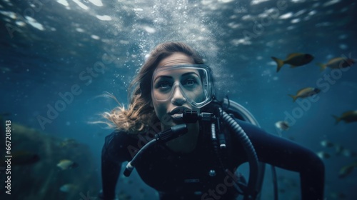 Young woman scuba diving © Boris