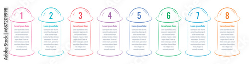 eight step informational template. cambered infographic template. annual report, magazine, business, web, internet infographic template