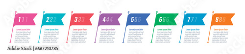 eight step informational template. flag, pennant infographic template. business, web, annual report, internet, magazine infographic template