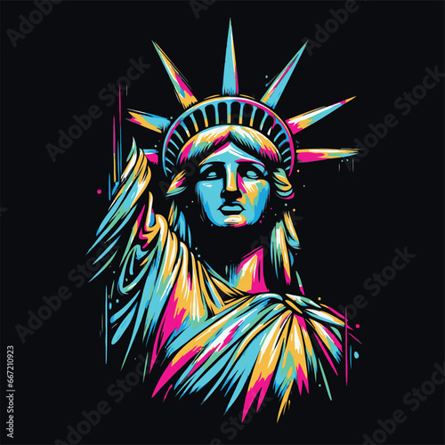 Photography A colorful portrait of the Statue of Liberty from the United States (New York)