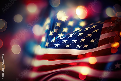 Us Flag, happy martin luther king day on bokeh background