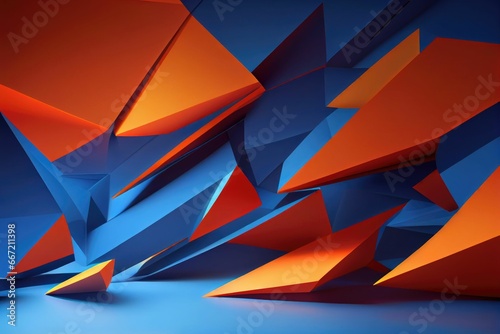 An abstract background featuring orange and blue background, geometry mosaic style