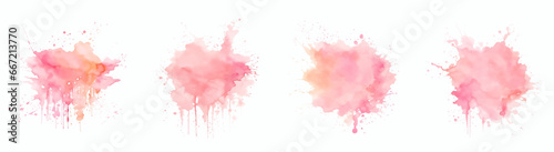 Set pink watercolor, Vector watercolor stain pastel color set, Set Abstract watercolor background with splashes