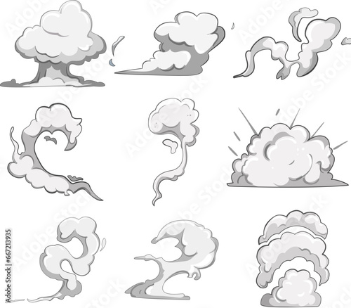 smoke cloud set cartoon. abstract dust, air environment, black light smoke cloud sign. isolated symbol vector illustration
