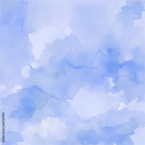 Abstract blue watercolor background, watercolor background with clouds © Mendy