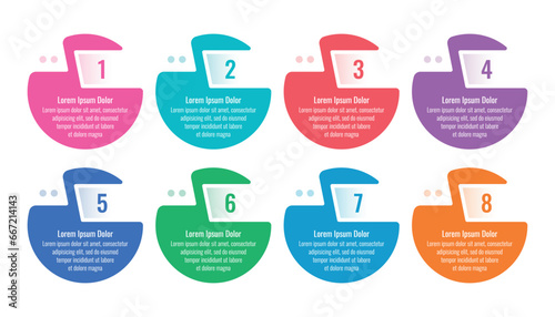 eight options business infographic template. colorful circles informational template. internet, annual report, web infographic template. business briefing template