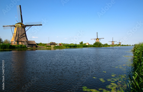 Windmill on a sunny day in the Netherlands