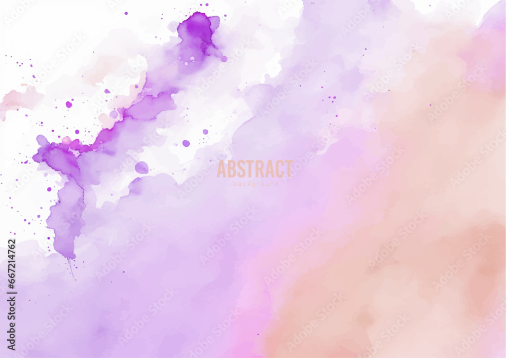 Purple abstract watercolor background with watercolor splashes