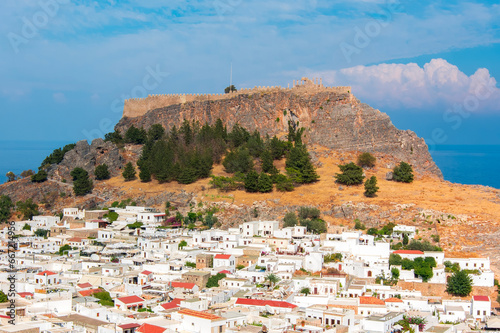 Lindos fortress over old town, Rhodes island, Greece