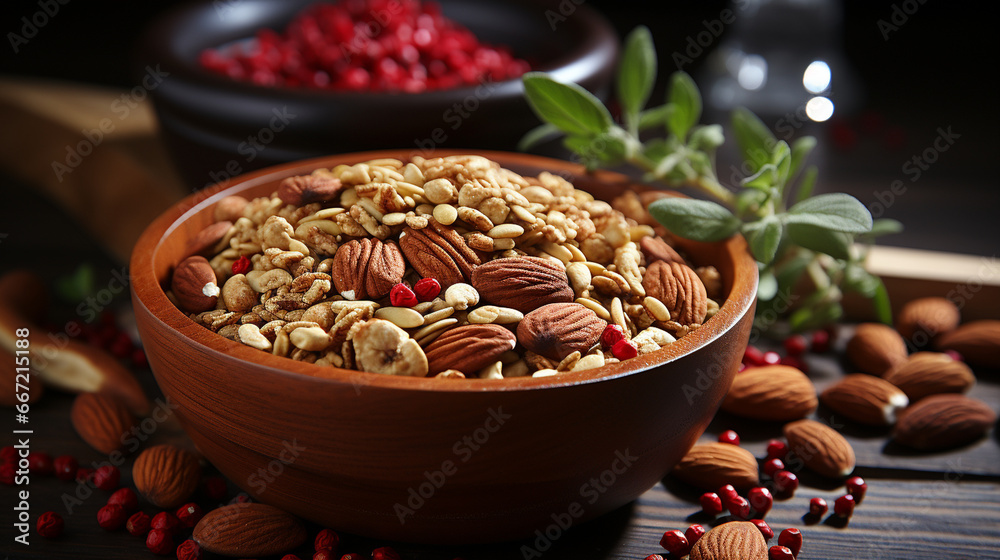Heart-healthy nuts: A variety of nuts like almonds and walnuts, a source of healthy fats and nutrients that support well-being Heart-healthy nuts: A variety of nuts like almonds and walnuts, a source of healthy fats and nutrients that support well-being