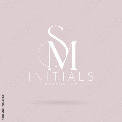 Minimalist Elegant Monogram Initials Logo, illustration of a symbol, SM letter logo, SM Brand