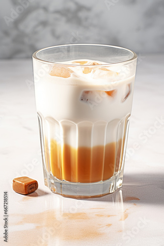 Iced caramel latte, , refreshing and sweet coffee drink