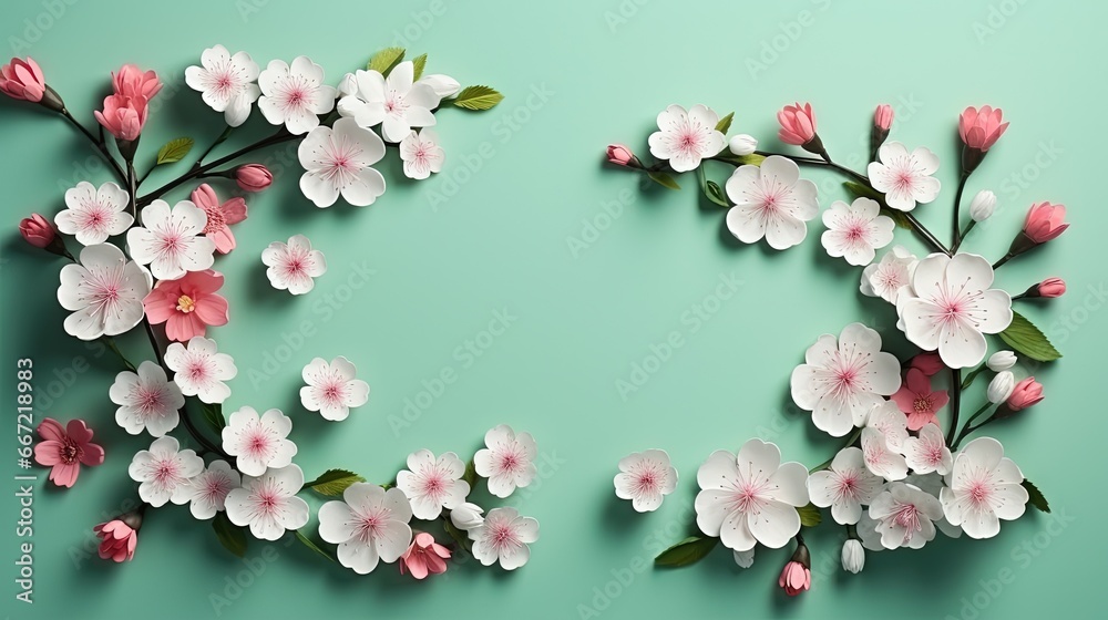  pink and white flowers are arranged in the shape of the letter o.  generative ai