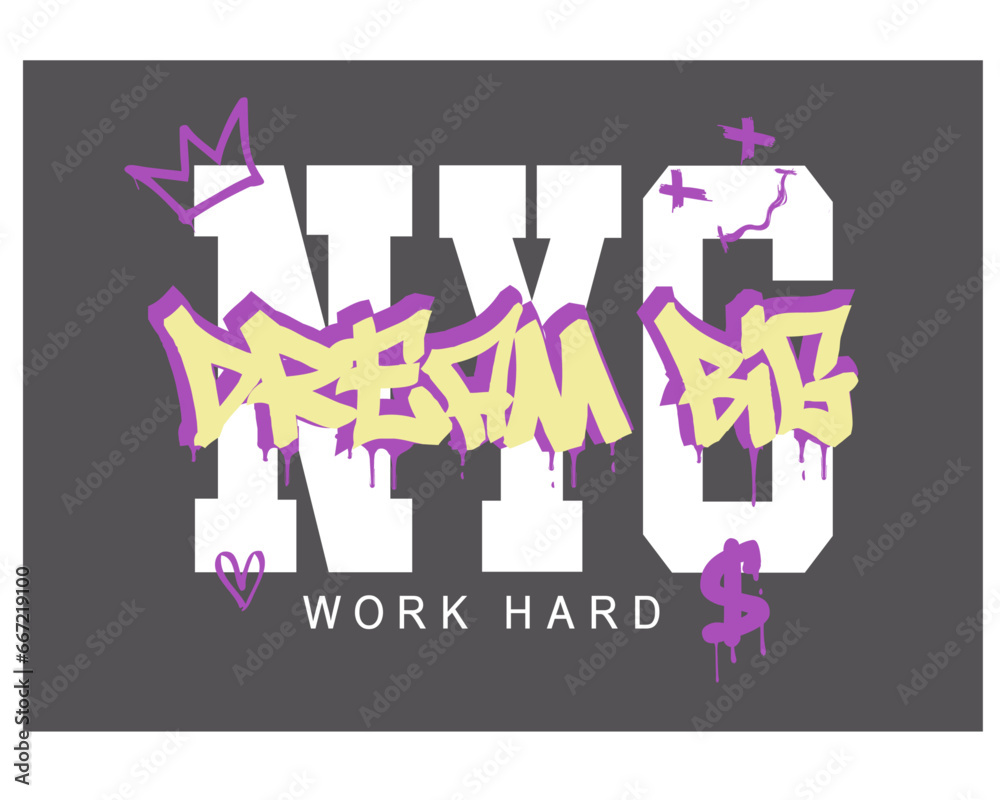Graffiti style slogan text and crown drawing. Vector illustration design for fashion graphics, t shirt prints, posters, stickers. Graffiti style slogan text and crown drawing. Vector illustration design for fashion graphics, t shirt prints, posters, stickers.