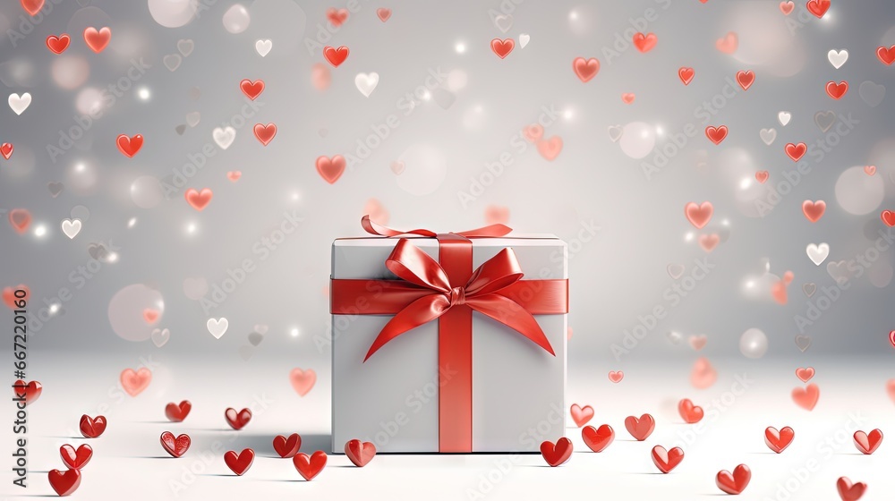 a white box with a red ribbon and a red bow. generative ai a white box with a red ribbon and a red bow. generative ai