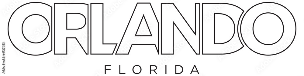 Orlando, Florida, USA typography slogan design. America logo with graphic city lettering for print and web. - obrazy, fototapety, plakaty 