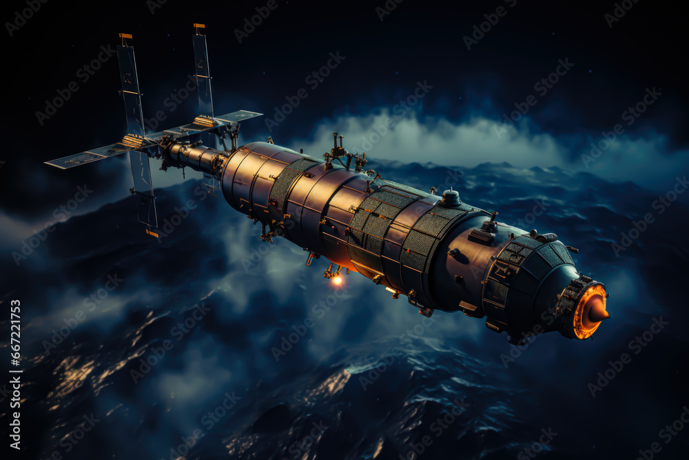 image of a satellite, the earth in the background image of a satellite, the earth in the background