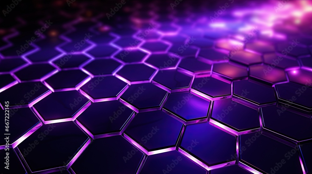 a purple hexagonal pattern with a bright light in the background. generative ai a purple hexagonal pattern with a bright light in the background. generative ai