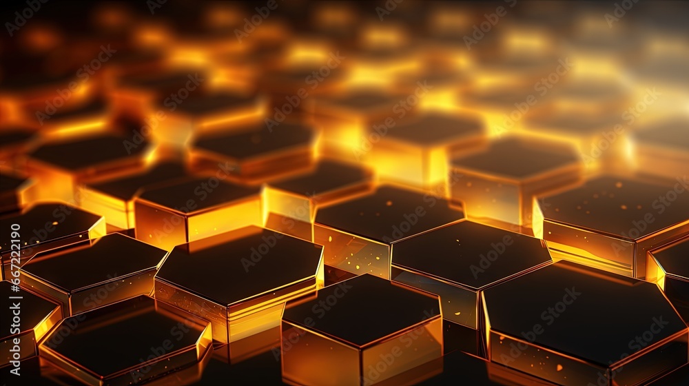  a group of shiny gold cubes on a black background.  generative ai