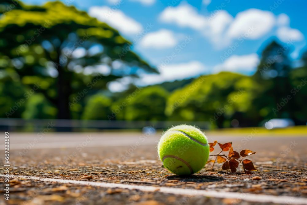 view of a tennis ball on the court,