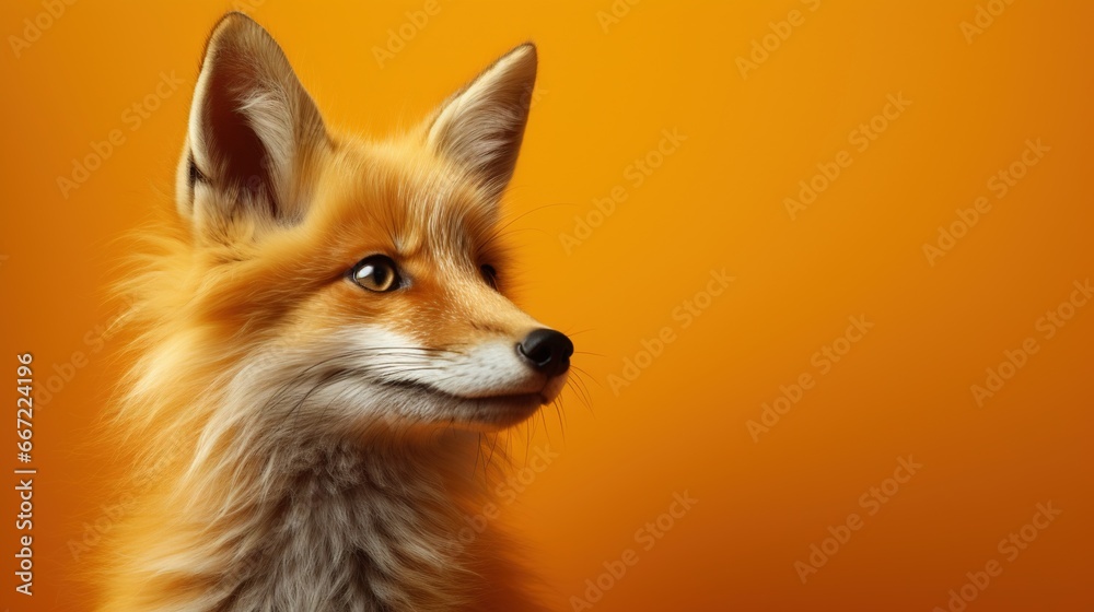 a close up of a fox's face with an orange background. generative ai a close up of a fox's face with an orange background. generative ai