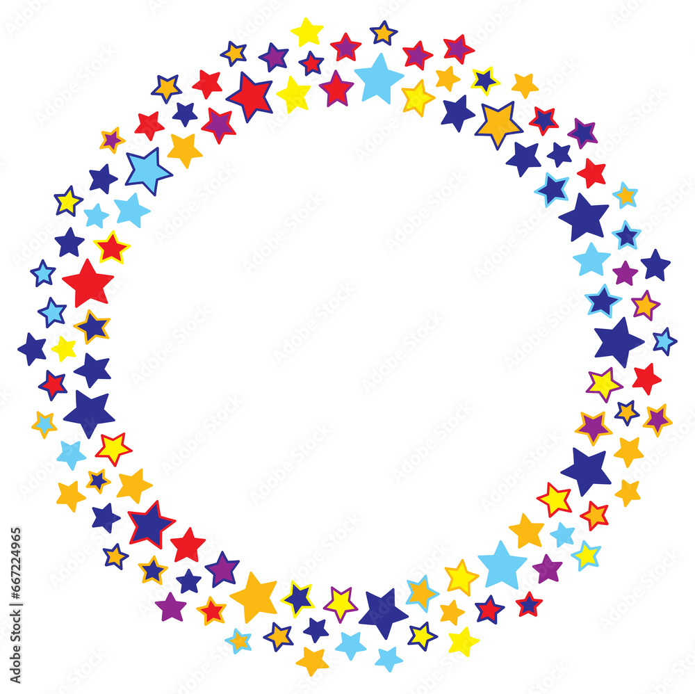 Start decoration frame in . Stars abstract round border.