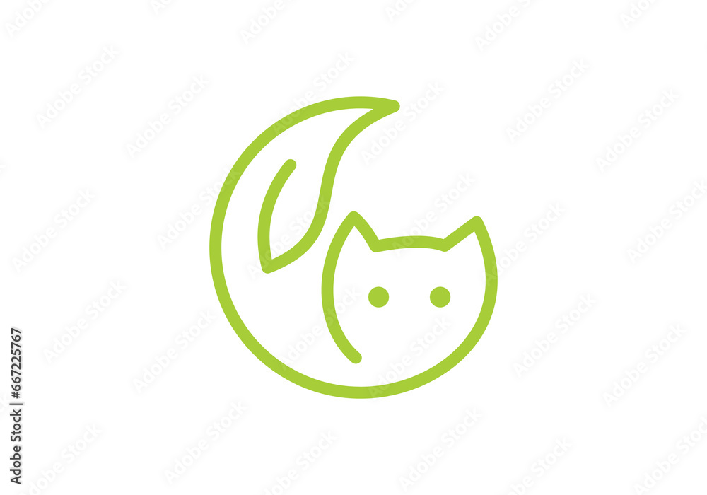 leaf and cat logo design. pet care linear style concept element symbol vector illustration.
leaf and cat logo design. pet care linear style concept element symbol vector illustration.