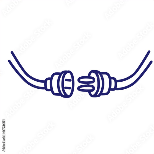 Unplug, cartoon vector and illustration, black and white, hand drawn, sketch style, isolated on white background.