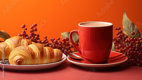  a plate of croissants and a cup of coffee. generative ai
