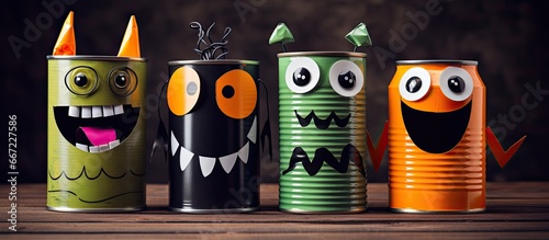Halloween home activities for kids Cute handmade toys monster bat ghost and pumpkin from recycled materials