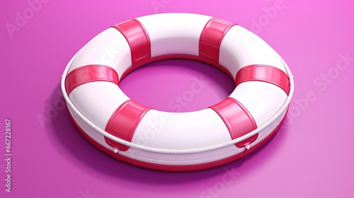  a life preserver on a pink background with a red stripe.  generative ai © Shanti