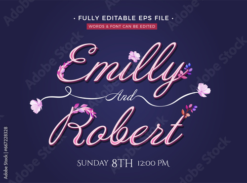 weeding text effect editable with gold and dark color	