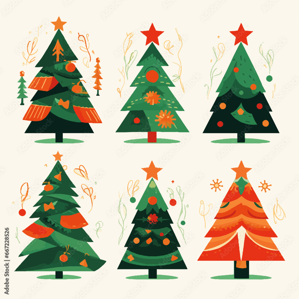 Obraz premium set of christmas trees