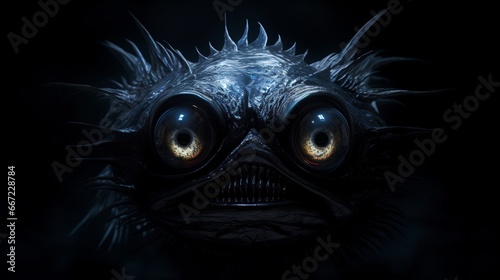 The haunting eyes of a deep-sea fish, adapted to the perpetual darkness of its environment.