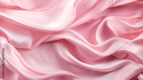  a close up view of a pink silk fabric with very soft folds. generative ai