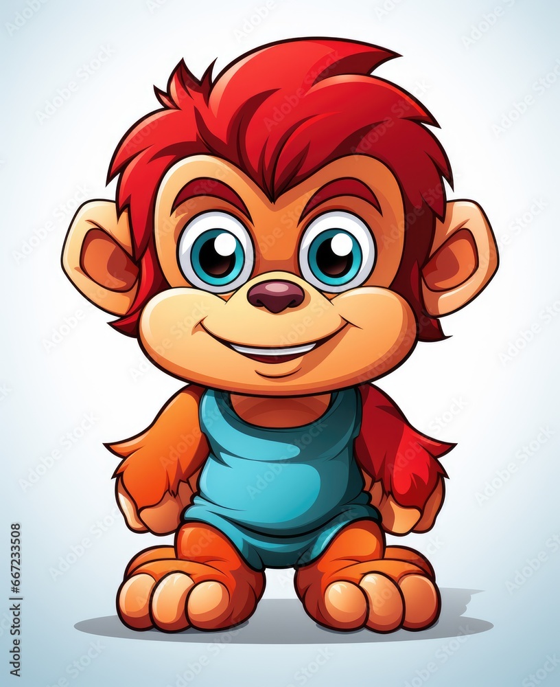 Obraz premium Cute baby monkey sitting on white background