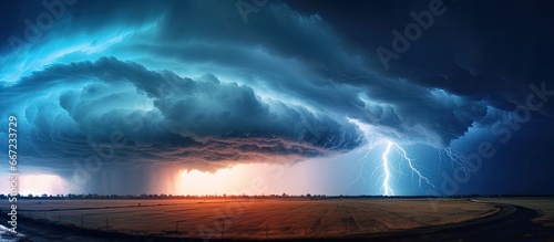 Obraz na plátně Incredible storm with intense lightning