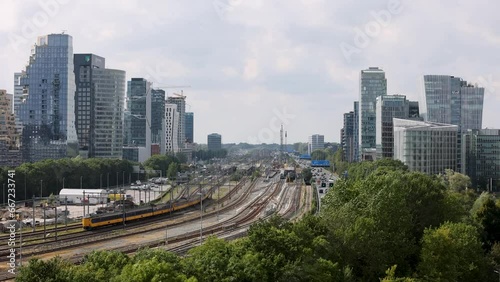 high level view of Zuidas the business district of Amsterdam photo