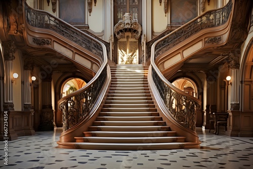 Staircase in the Royal Palace in Prague  Czech Republic.