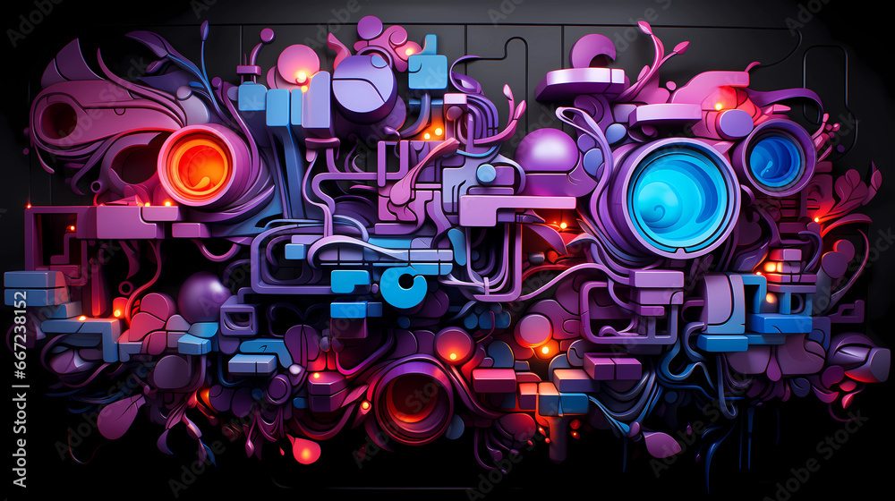a neon Graffiti wallpaper on an urban wall a neon Graffiti wallpaper on an urban wall