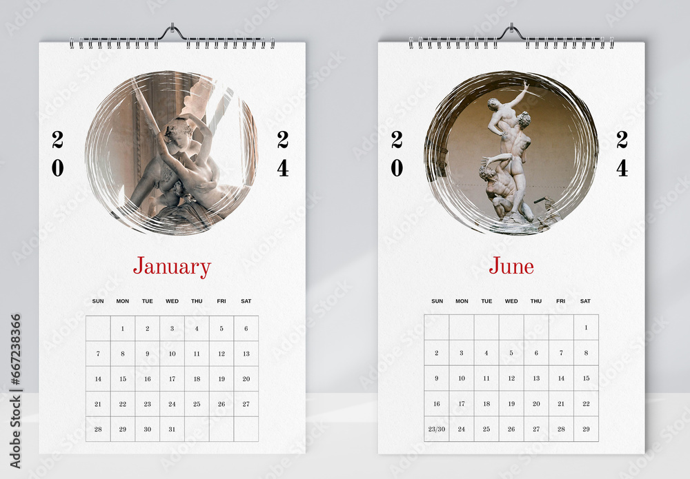 Art Gallery Wall Calendar 2024 Layout Stock Template Adobe Stock