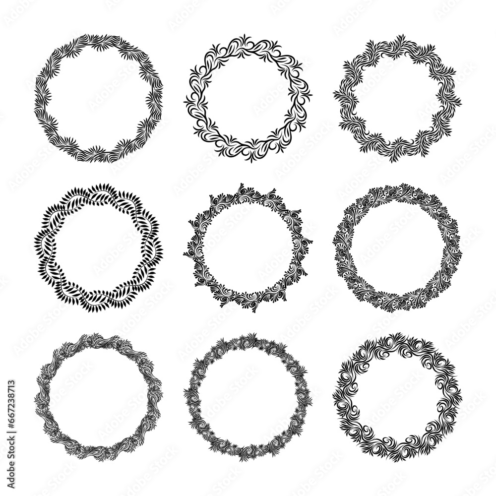 Set of vector floral leaves frame with blank space. Set of vector floral leaves frame with blank space.