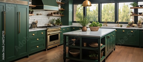 Kitchen cabinets in a Provo home Utah are green
