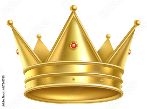 Golden crown. Realistic royal symbol. King sign