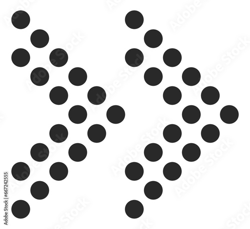 Double arrow symbol. Black dot pattern shape