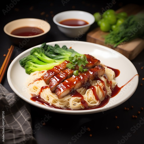Crispy Pork Noodles and Red Pork and Beef Noodles Generate AI