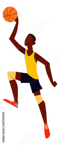 Black man playing basketball. Proffesional sport athlete © YummyBuum